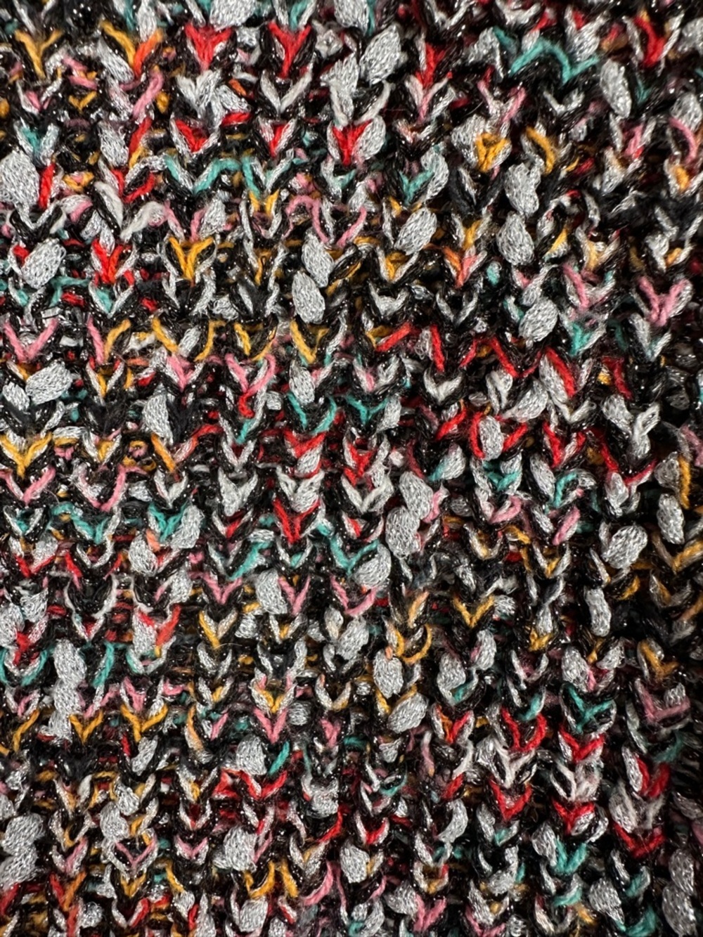 Desigual Metallic Knit Sweater Multicolor Textured Pullover Statement Size L - Picture 3 of 9